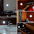 Miniatyrbild 5 av 5: 6 st Trycklampa Trycklampor Mini Touch Press Spot Lights Bärbara LED-lampor för inomhusbruk Batteridrivna Pucklampor för underskåp White
