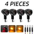 Miniatyrbillede 1 af 5: 2/4 stk. Motorcykel Blinklys Mini Bullet LED Gult Advarselslys Blinklys til Harley Honda 2pcs