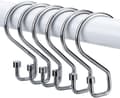 Duschdraperiringar, set med 12 rostfria S-formade krokar, multifunktionskrokar för duschdraperier, köksredskap, kläder, handdukar (silver)