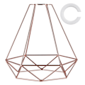 Miniatyrbillede 1 af 5: Metal loftslampe, geometrisk lampeskærm med reduktionsring, hængende trådbur-lysskærm til køkken, spisestue, soveværelse, gang (rosa guld)