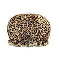 Miniatyrbillede 1 af 2: 1 stk. brusekappe, genanvendelig badehætte, dobbelt tykkelse vandtæt brusekappe (leopardprint) leopard print