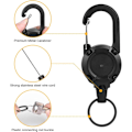 Miniatyrbillede 2 af 7: Heavy Duty Retractable Keychain, 2stk Retractable Badge Holder, Retractable ID Badge Reel Heavy Duty Reel Clips Retractable Badge Reels black