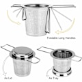 Miniatyrbillede 5 af 5: Teinfuser, 304 rustfrit stål tesi, med låg og sammenklappeligt håndtag, tefilter til tekande kopper krus til brygning af løs te, 1 pakke