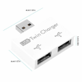 Miniatyrbilde 5 av 5: Mini USB-hub, 2-porters USB Twin Charger Splitter Adapter Kit, Aluminiumlegering + PC Liten / Bærbar / Robust / Holdbar Mini USB-hub for Lading