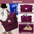 Miniatyrbillede 3 af 5: Stor Kapacitet Foldbar Rejsetaske, Rejse Letvægts Vandtæt Håndbagage Tasker med Fast Rem, Tør og Vådt Adskillelse Foldbar Rejse navy purple