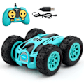 Pikkukuva 1 / 5: Mini-tempputyö RC-autolelu, 4WD 2,4 GHz:n kauko-ohjattava auto, kaksipuoliset pyörivät ajoneuvot, lasten lelu pojille ja tytöille, syntymäpäivä ilman akkua (vihreä) blue