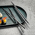 Miniatyrbilde 3 av 4: Sklisikre gjenbrukbare sushipinner - 5 par legering med lasergravering