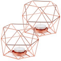 Pikkukuva 1 / 5: 2 KPL Metalliset kynttilänjalat Rauta Ontto Geometrinen Tealight Kynttilänjalat Häät Syntymäpäiväjuhlat Olohuone Koti Dekor (Ruusukulta)