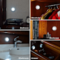 Miniatyrbild 5 av 5: Tryckljus Mini Touch Press Spot Lights Inomhus Bärbar LED Stick på Puck Lights Batteridriven Drivs för Under Skåp Garderob Vit 5 Pack white