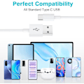 Miniatyrbild 6 av 6: 2-pack 1,5 m USB-C laddningskabel, USB till USB-C kabel snabbladdning kompatibel med iPhone 16 15, Samsung Galaxy S24 S23 S22 S21 Note 10 9 8 1.5m