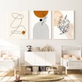 Miniatyrbild 4 av 5: 6 st Boho-konstväggdekor, abstrakt Boho-dukväggkonst Geometrisk väggkonst, Linjekonst Bladväggdekor Utställningsaffischer