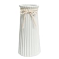 Miniatyrbillede 1 af 5: Hvide Keramiske Riflet Vas til Minimalistisk Moderne Hjemmeindretning, Dekorativ Blomster Vase til Bryllup Middagsbord Kontor Soveværelse - 9,5 Tommer / 25 CM