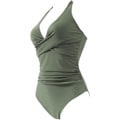 Miniatyrbillede 2 af 6: Badedragt Kvinder Mavekontrol Push Up Badedragt Halter V-hals Polstret Heldragt green L