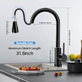 Miniatyrbild 2 av 5: Kökskranar 360° Svängbar Köksblandare Enhandtag Enkelspak Hög Båge Köksblandare med Utdragbar Spray med 2 Lägen Spray (Svart)