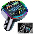 Pikkukuva 1 / 5: Bluetooth-auton FM-lähetin Bluetooth 5.0 -autotarvikkeet, handsfree-autopuhelin, Bluetooth-automusiikkisovitin, 2 USB + Type C [4.8A + 18W PD]