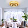 Miniatyrbillede 4 af 5: Bambus loftslampe LED trælampe fjernbetjening dæmpbar bambus håndvævet natur 9W retro loftslampe rattan bambus 40 cm