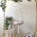 Miniatyrbild 1 av 4: Macrame hängande katthängmatta inomhus bomullsrep tofs kattkorg säng rund kattsäng gunga bo för sova, leka, klättra och slappa