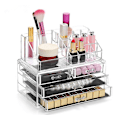 Miniatyrbillede 1 af 2: Makeup Organizer Kosmetisk Opbevarings Skuffe Akryl Transparent