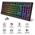 Miniatyrbild 4 av 8: Spel tangentbord 87 tangenter 2.4G trådlös RGB termisk överföring 1800mAh / Windows kompatibel för arbetsdator och hemspel trådlöst tangentbord (svart) black