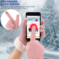 Miniatyrbilde 3 av 5: Dame vinter varme touchscreen hansker med fleece foret strikkede vinterhansker for kaldt vær pink