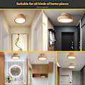 Miniatyrbillede 4 af 5: LED Træ Rundt Loftslampe, 12W Ø23cm Moderne Træbase Indendørs Rund Fladmontering, 3 Farver Dæmpbar Loftslampe