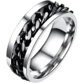 Miniatyrbillede 1 af 3: Rotation Chain Promise Rings for Women Men - Størrelse 8 (Sort)