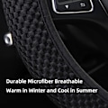 Miniatyrbild 3 av 5: Elastiskt stretchbart rattöverdrag, universellt inredningstillbehör rattöverdrag, andningsbar mikrofiber issilke, halkfritt, luktfritt (svart) black