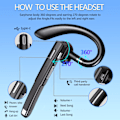 Miniatyrbilde 3 av 5: Bluetooth-headset for mobiltelefoner 500 timer standbytid med LED-ladeetui 270 graders roterbar mikrofon håndfri berøringskontroll