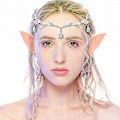 Miniatyrbilde 2 av 5: Elf-tiara og øresett Krystallprinsessekrone Tiara for kvinner Bryllup Fest Fe-elføre Cosplay Halloween