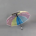Miniatyrbillede 3 af 5: Vindafvisende regnbue kompakt paraply, regnbuefarve 10 ribber (hvid)