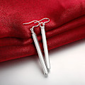 Miniatyrbillede 3 af 5: Sølvbelagte lange bar dangle drop øreringe til kvinder elegante krog dinglende allergivenlige mode enkle geometriske smykker til fødselsdag Bff mor