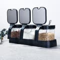 3-pack värmebeständig glas kryddburk, flip lock kryddbox