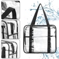 Miniatyrbilde 2 av 5: Gjennomsiktig toalettveske, transparent kosmetikk sminkebørster tote bag, PVC glidelås reise strand arrangør veske for menn kvinner reise forretningsbad