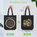 Miniatyrbillede 3 af 5: Canvas Tote Taske Broderikit med Blomstermønster, Kunst og DIY Voksne Korssting Håndværkssæt, Sort