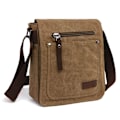 Miniatyrbild 1 av 5: Retro Herr Canvas Liten Portfölj Casual Cross Body Messenger Axelväska Vardaglig Väska Laptop Väska, brun coffee