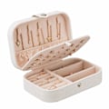 Miniatyrbillede 1 af 5: Smykkeæske, lille smykkeorganisator til rejser, opbevaringsboks til ringe, øreringe, halskæde, armbånd, premium kunstlæder smykkegaveæske, hvid white