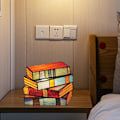 Miniatyrbillede 4 af 5: Farvet glas stablet boglampe, stablet bog glaslampe natlys, læse krog belysning bordlampe, belysning boglamper, bordlampe boligindretning