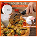 Miniatyrbillede 3 af 5: Pizzasæt med pizzaspade, professionel pizzaskærer i rustfrit stål, pizzaskærerhjul, pizzaskræller til brød, vafler, pandekager