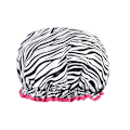 Miniatyrbillede 1 af 2: Genanvendelig dobbelt tykk brusebadshætte - Vandtæt og trendy zebradesign - Perfekt til bad og brusebad - 1 stk. zebra