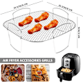 Miniatyrbillede 3 af 7: Airfryer-stativ, grillstativ, rustfrit stål, dehydratorstativ, multifunktionelt tilbehør til airfryer, robust firkantet stativ
