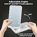 Miniatyrbillede 5 af 5: Forfængelighedsspejl med lys, bærbar toiletbord makeup spejl med 12 LED-lys og 5 stk børste 360° justerbar touch screen belyst bord spejl