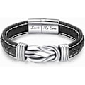 Miniatyrbilde 1 av 4: Mor og sønn for alltid forbundet flettet lær armbånd knutet armbånd for menn inspirerende bursdagsgave fra mor (1 stk)