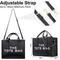 Miniatyrbillede 5 af 5: Kvinder Lærred Tote Tasker Casual Lærred Crossbody Taske (Sort)