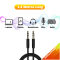 Miniatyrbilde 2 av 5: 1M Aux-kabel 3,5 mm hann stereo jack til jack lydkabel - Aux for biler, hodetelefoner kompatibel med iPhones, iPad, bærbare datamaskiner (svart)