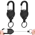 Miniatyrbillede 1 af 7: Heavy Duty Retractable Keychain, 2stk Retractable Badge Holder, Retractable ID Badge Reel Heavy Duty Reel Clips Retractable Badge Reels black