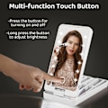 Miniatyrbillede 3 af 5: Forfængelighedsspejl med lys, bærbar toiletbord makeup spejl med 12 LED-lys og 5 stk børste 360° justerbar touch screen belyst bord spejl