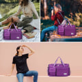 Pikkukuva 6 / 6: Naisten ja miesten urheilukassi, kuntosalikassi, jossa kenkälokero, viikonlopun matkakassi, yöpymiskassi naisille, taitettava, vedenpitävä matkakassi navy purple