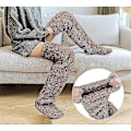 Miniatyrbilde 2 av 5: Teddy Legs Sokker, Koselige Sokker, Over Kneet Høy Fuzzy Plush Slipper Strømper, Varme Over Kne Fottøy, Fuzzy Legs, Lange Fuzzy Sokker brown