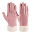 Miniatyrbild 1 av 5: Damvintervarma pekskärmshandskar med fleecefodrade stickade vinterhandskar för kallt väder pink