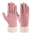 Miniatyrbilde 1 av 5: Dame vinter varme touchscreen hansker med fleece foret strikkede vinterhansker for kaldt vær pink